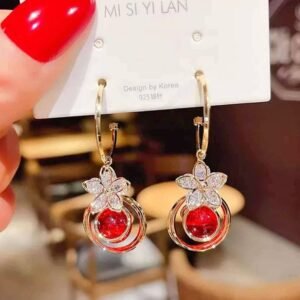 Cute Red Pearl Dangling Earrings