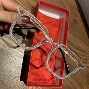 Cute clear lens fashion sunglasses with luxury rhinestone for men and women
