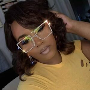 Elegant clear lens oversize fashion sunglasses for ladies