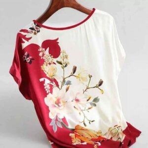 Fashion floral print beautiful plus size blouse for women