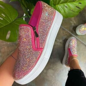 Glittering colorful loafers shoes for women