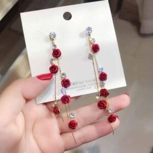 New Red Rose Beautiful Earrings