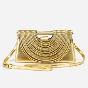Pleated Semi-Circle Top Handle Crossbody Bag