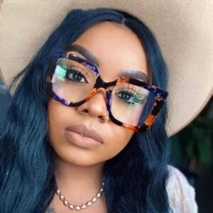 Vintage transparent lens square fashion eyeglasses